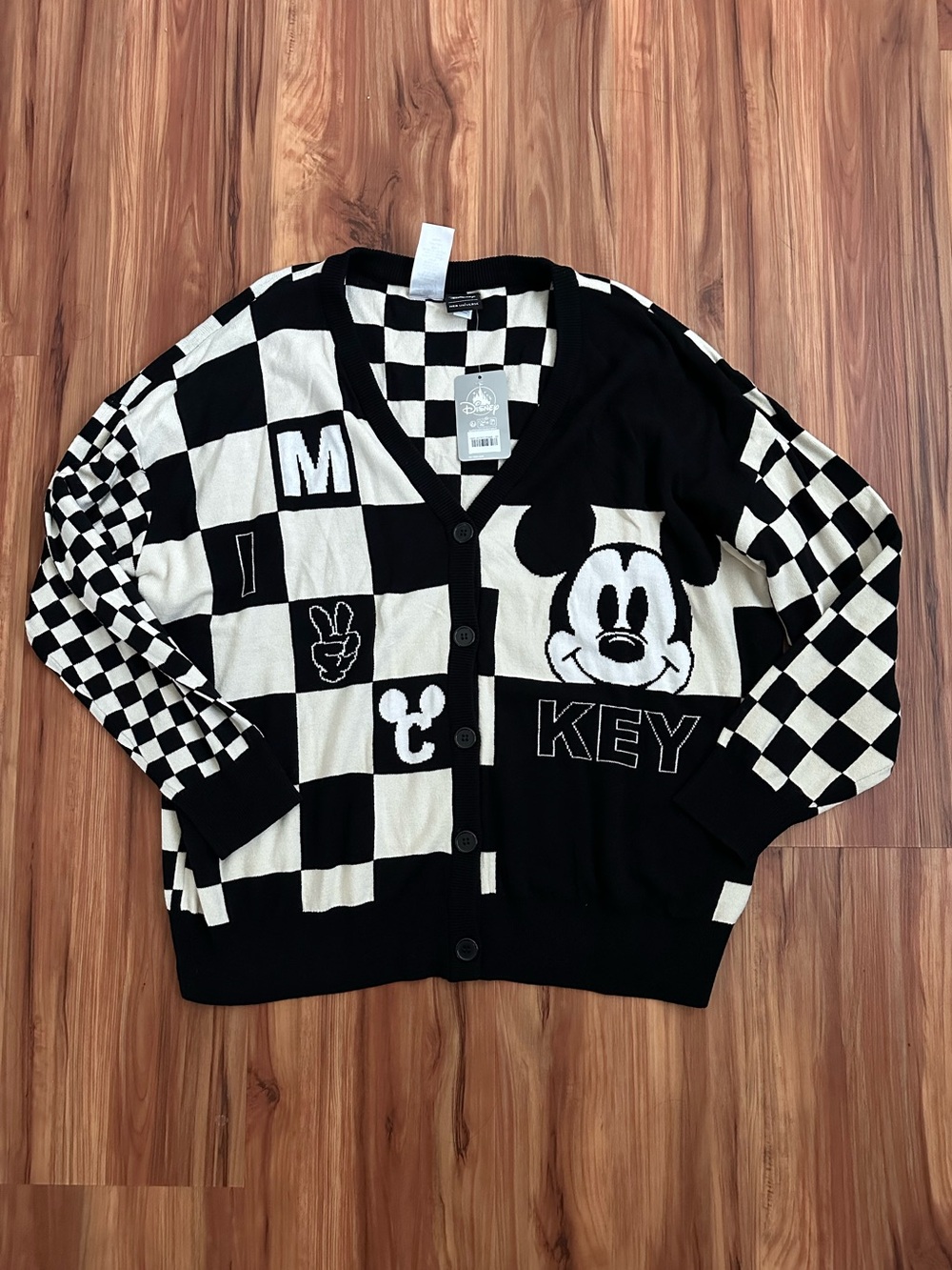 NWT Her Universe Disney Mickey Black & White Checker Cardigan